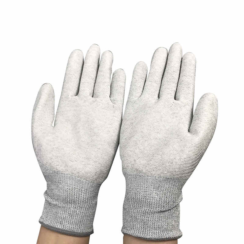 Kolfiber nylon ESD palm pu belagd handske