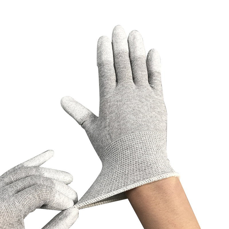 Kolfiber nylon ESD -finger pu belagd handske